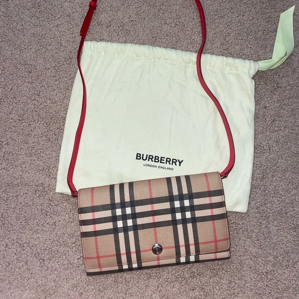 NWOT Burberry wallet with leather strap